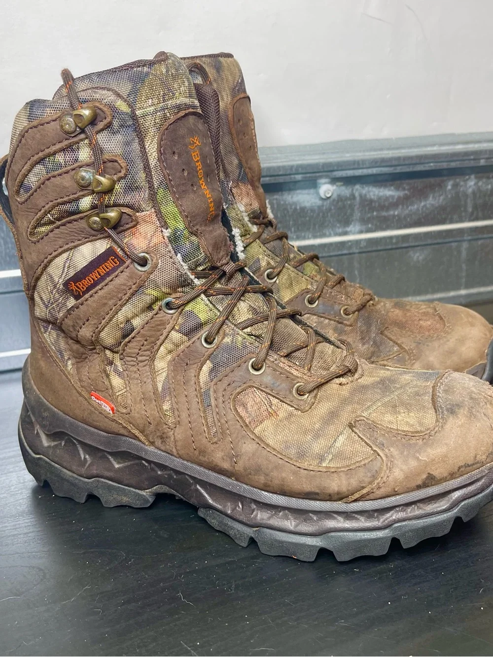 Browning Men’s Size 8 Camo Hunting Boots Waterproof Insulated Outdoor Hiking